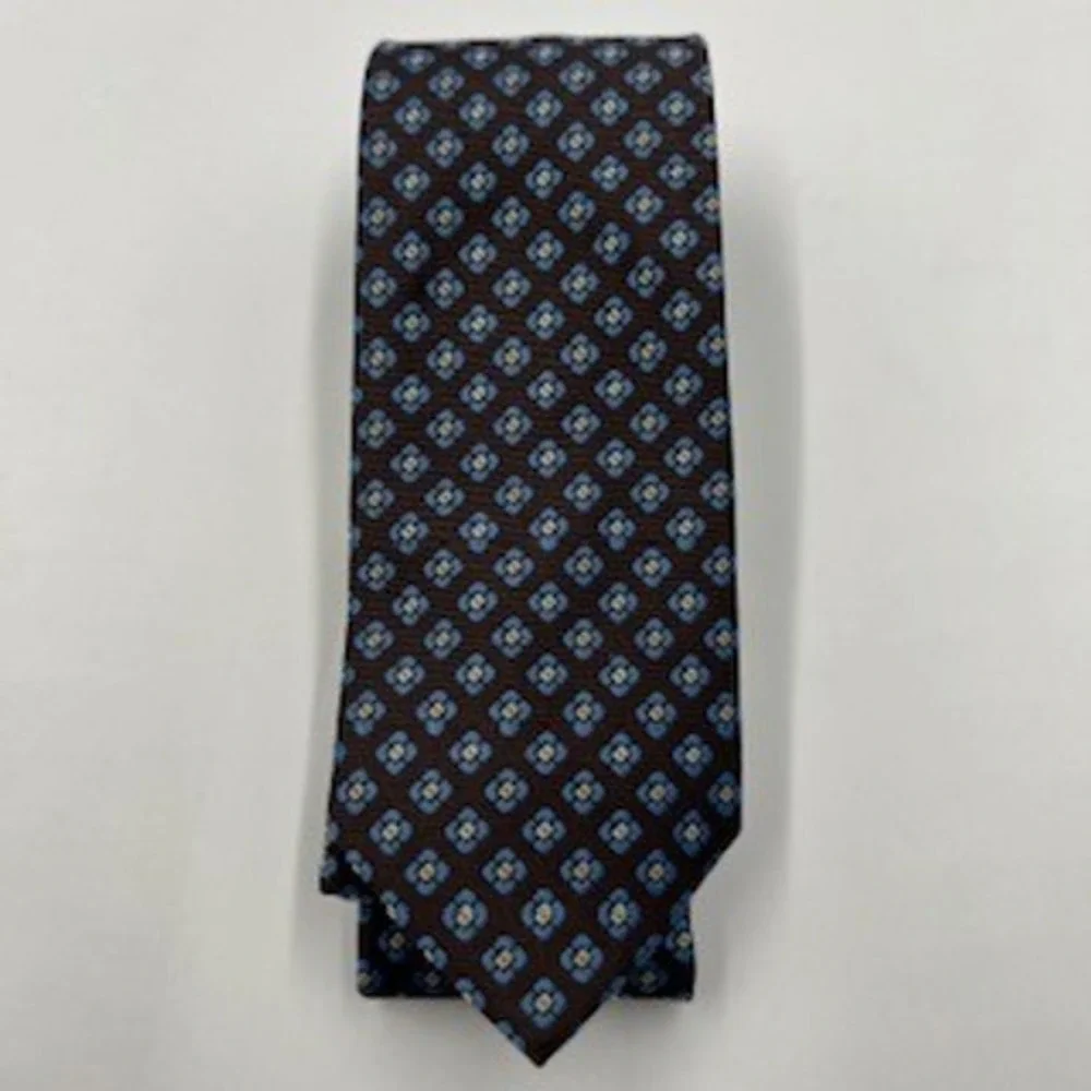 Goodfellow & Co Mens Brown Blue Geometric Floral Necktie Standard‎ Width